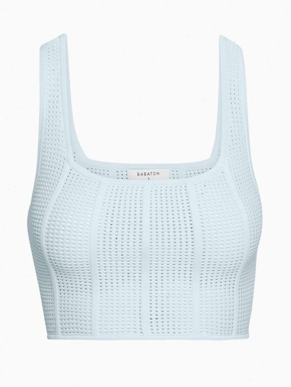 Babaton Aritzia Sculpt Knit Squareneck Cropped Tank Baby Blue Womens Size Medium